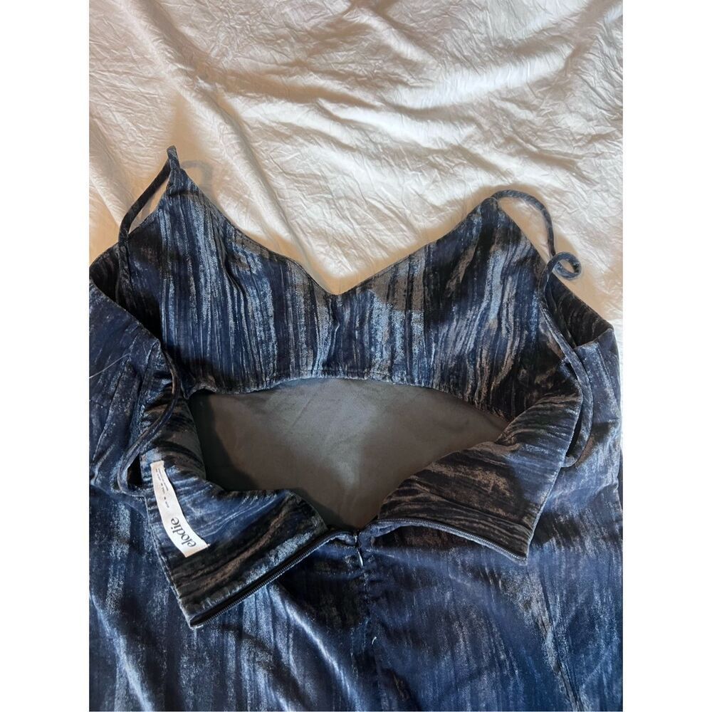 Elodie Velvet Blue slate slip dress strappy mini - Picture 3 of 4
